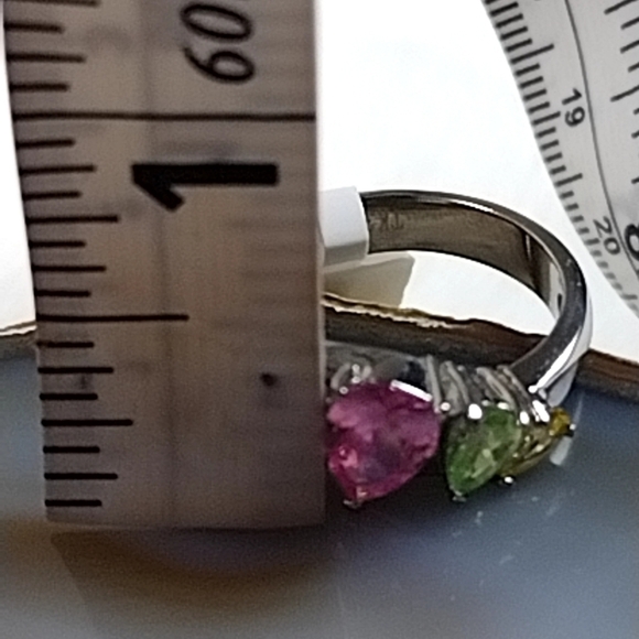 Gemstone Cocktail Ring Hypoallergenic Stainless Steel Women's Jewelry - Picture 11 of 12